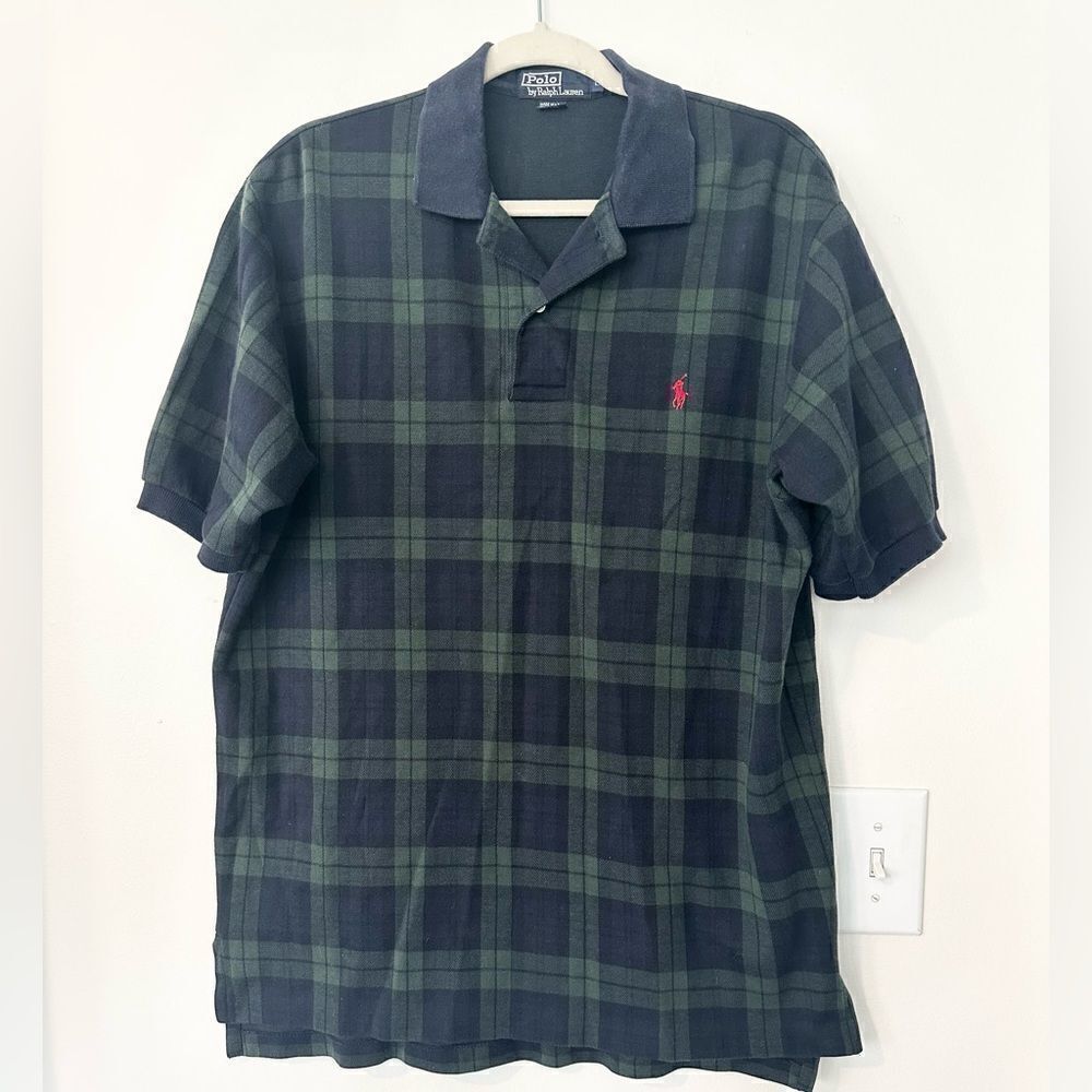 Vintage Polo Ralph Lauren Blackwatch Plaid Polo Shirt  L